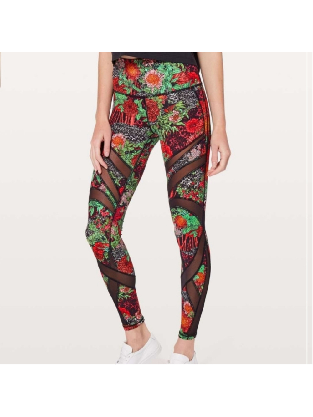 Lululemon Wunder Under High Rise 7/8 Tight Mesh Floral Size 10 NEW